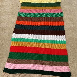 HANDMADE afghan crochet throw blanket, striped pattern